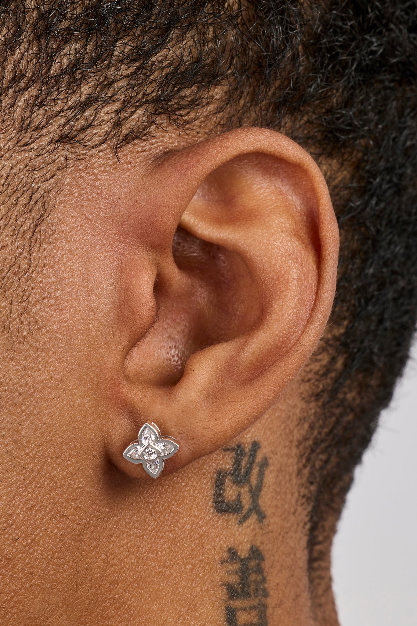 Iced Cross Motif Stone Stud Earrings - 8mm